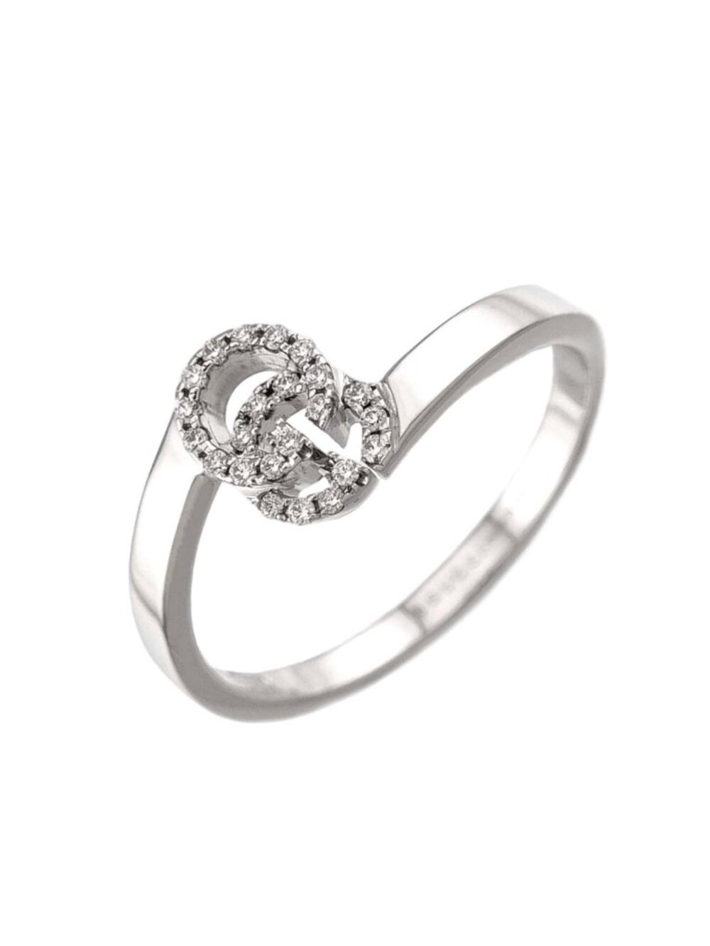 Gucci GG Running Diamond Ring 18k WG White Gold